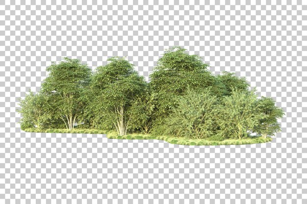 Paisaje verde aislado sobre fondo transparente ilustración de renderizado 3d