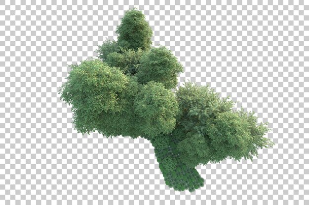 Paisaje verde aislado sobre fondo transparente ilustración de renderizado 3d