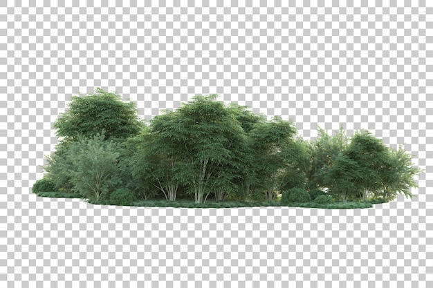 Paisaje verde aislado sobre fondo transparente ilustración de renderizado 3d