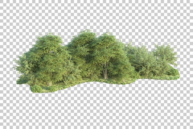 Paisaje verde aislado sobre fondo transparente ilustración de renderizado 3d