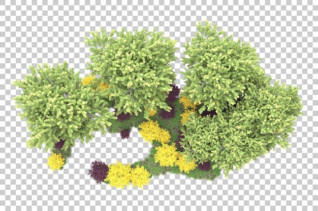 Paisaje verde aislado sobre fondo transparente ilustración de renderizado 3d