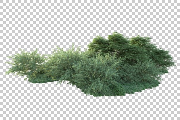 Paisaje verde aislado sobre fondo transparente ilustración de renderizado 3d