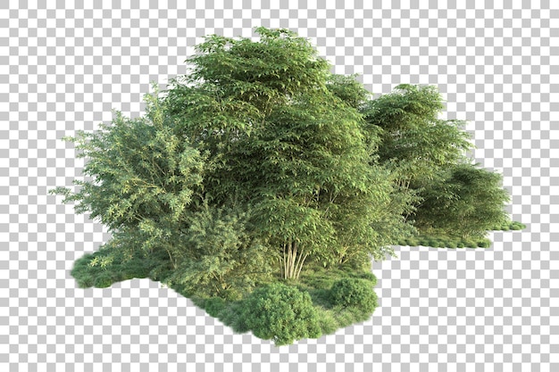 Paisaje verde aislado sobre fondo transparente ilustración de renderizado 3d