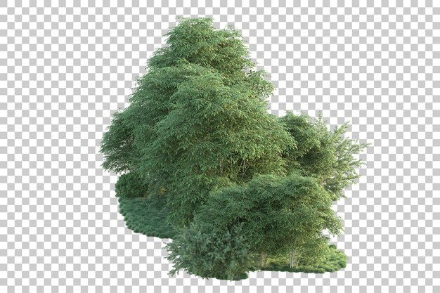 Paisaje verde aislado sobre fondo transparente ilustración de renderizado 3d