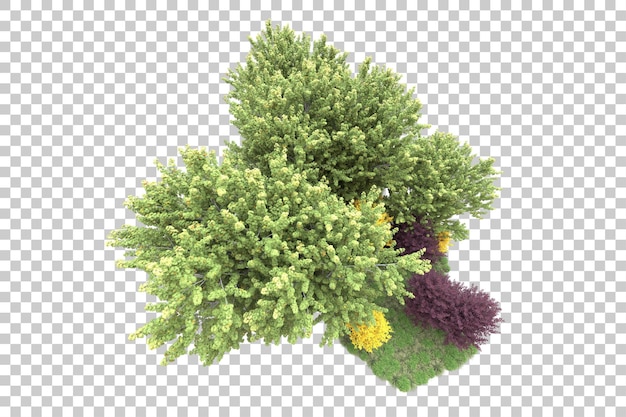 Paisaje verde aislado sobre fondo transparente ilustración de renderizado 3d
