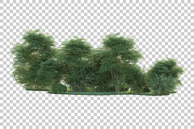 Paisaje verde aislado sobre fondo transparente ilustración de renderizado 3d