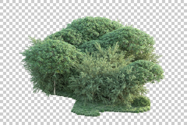 Paisaje verde aislado sobre fondo transparente ilustración de renderizado 3d