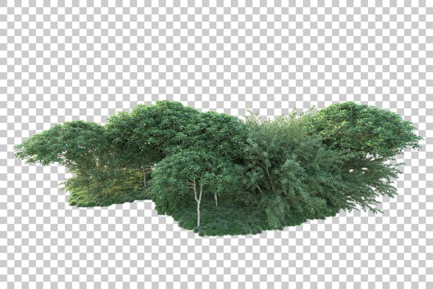 Paisaje verde aislado sobre fondo transparente ilustración de renderizado 3d