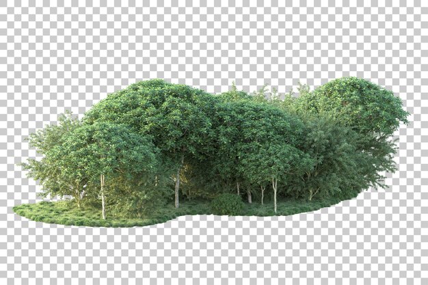 Paisaje verde aislado sobre fondo transparente ilustración de renderizado 3d