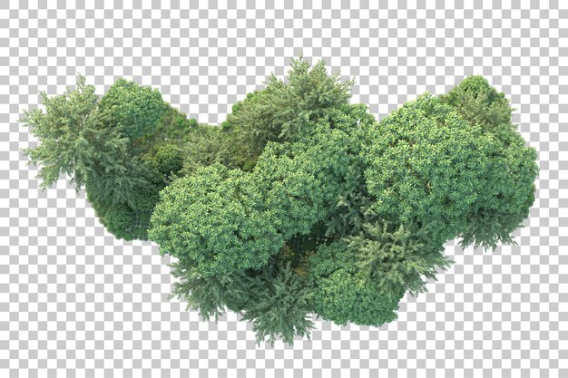 Paisaje verde aislado sobre fondo transparente ilustración de renderizado 3d