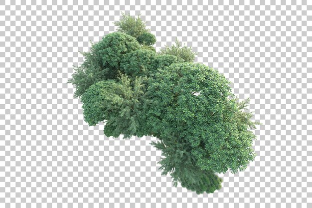Paisaje verde aislado sobre fondo transparente ilustración de renderizado 3d
