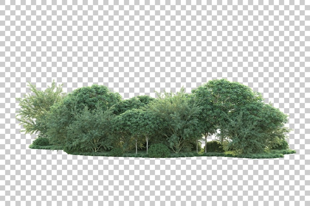 Paisaje verde aislado sobre fondo transparente ilustración de renderizado 3d