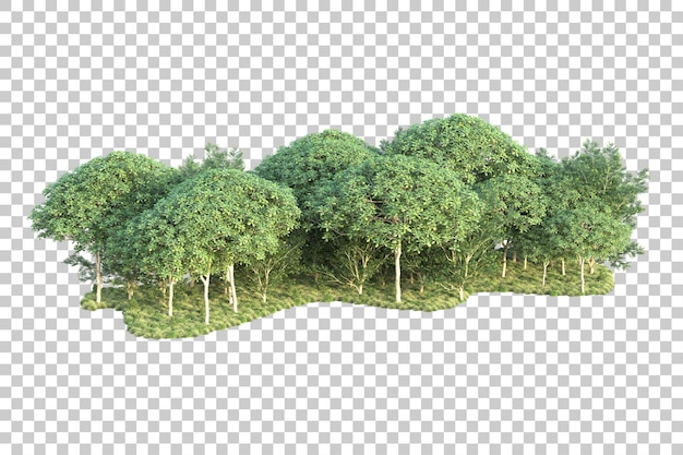 Paisaje verde aislado sobre fondo transparente ilustración de renderizado 3d