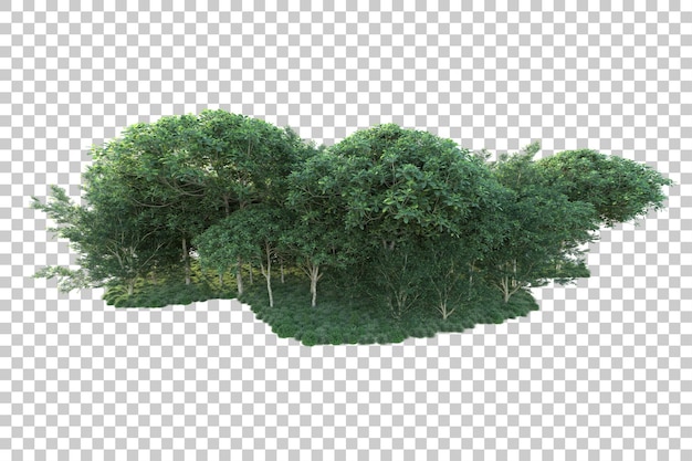 Paisaje verde aislado sobre fondo transparente ilustración de renderizado 3d