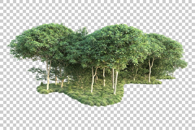 Paisaje verde aislado sobre fondo transparente ilustración de renderizado 3d