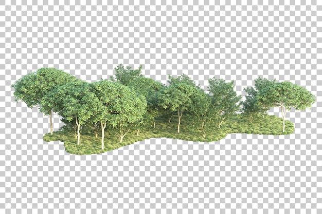 Paisaje verde aislado sobre fondo transparente ilustración de renderizado 3d