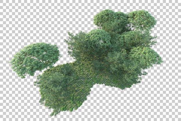 Paisaje verde aislado sobre fondo transparente ilustración de renderizado 3d