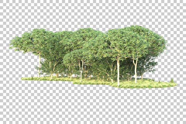 Paisaje verde aislado sobre fondo transparente ilustración de renderizado 3d