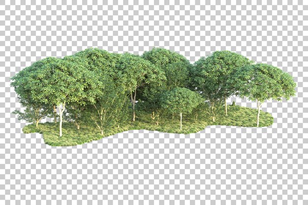 Paisaje verde aislado sobre fondo transparente ilustración de renderizado 3d