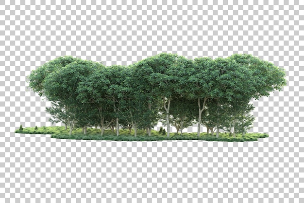 Paisaje verde aislado sobre fondo transparente ilustración de renderizado 3d