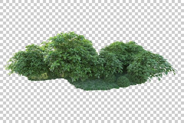 Paisaje verde aislado sobre fondo transparente ilustración de renderizado 3d