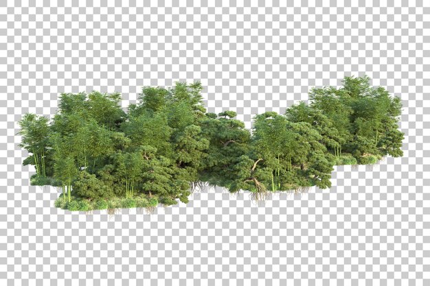 Paisaje verde aislado sobre fondo transparente ilustración de renderizado 3d