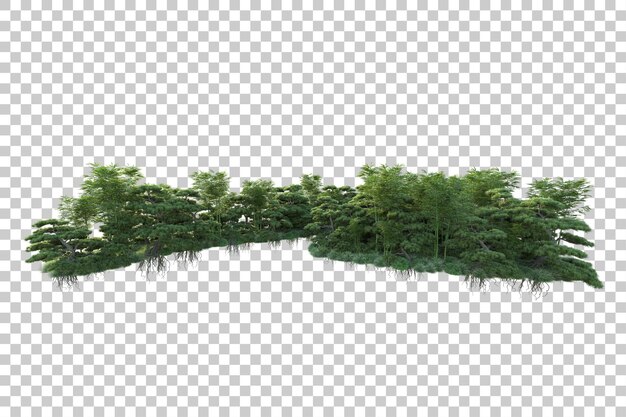 Paisaje verde aislado sobre fondo transparente ilustración de renderizado 3d