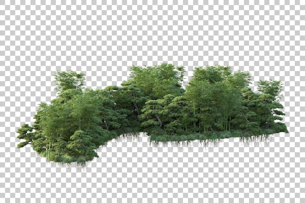 Paisaje verde aislado sobre fondo transparente ilustración de renderizado 3d