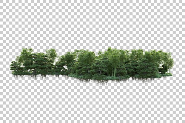 Paisaje verde aislado sobre fondo transparente ilustración de renderizado 3d