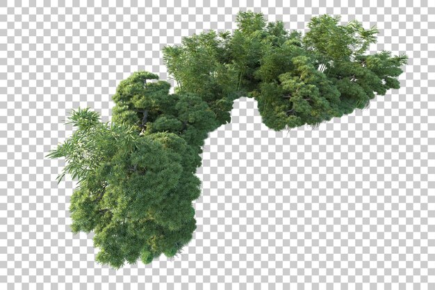 Paisaje verde aislado sobre fondo transparente ilustración de renderizado 3d