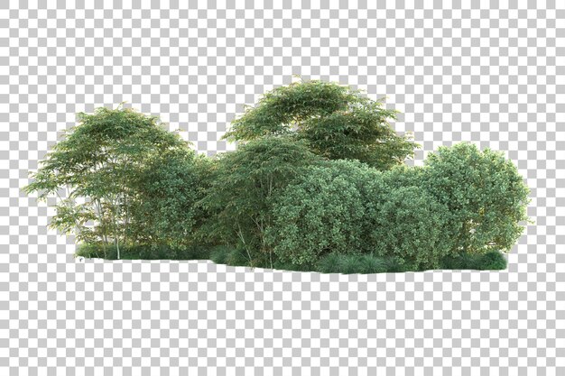 Paisaje verde aislado sobre fondo transparente ilustración de renderizado 3d