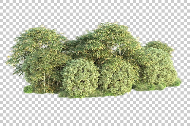 Paisaje verde aislado sobre fondo transparente ilustración de renderizado 3d