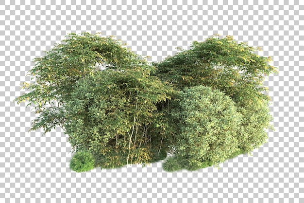 Paisaje verde aislado sobre fondo transparente ilustración de renderizado 3d