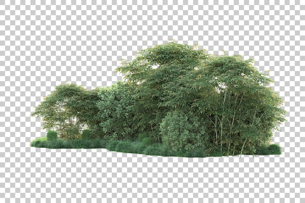 Paisaje verde aislado sobre fondo transparente ilustración de renderizado 3d