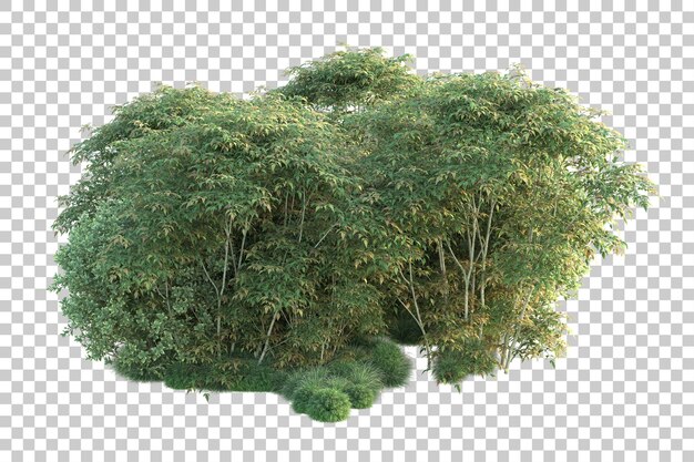 Paisaje verde aislado sobre fondo transparente ilustración de renderizado 3d