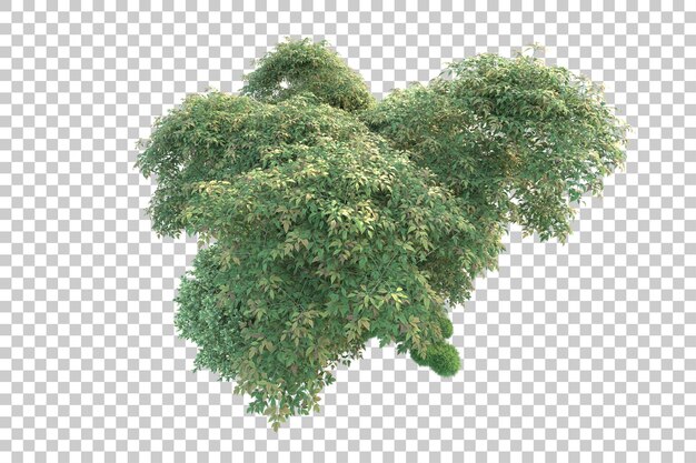 Paisaje verde aislado sobre fondo transparente ilustración de renderizado 3d