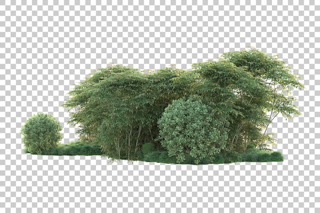 Paisaje verde aislado sobre fondo transparente ilustración de renderizado 3d