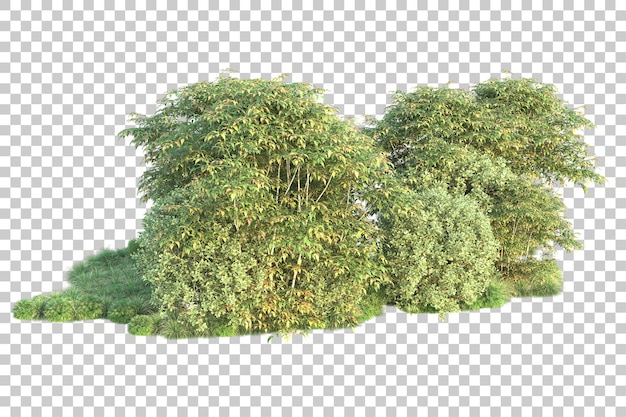 Paisaje verde aislado sobre fondo transparente ilustración de renderizado 3d