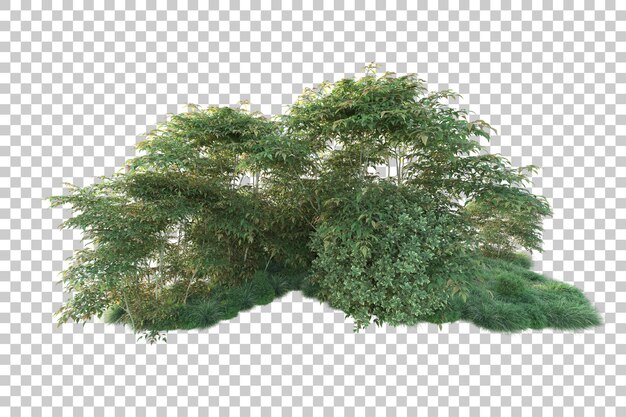 Paisaje verde aislado sobre fondo transparente ilustración de renderizado 3d