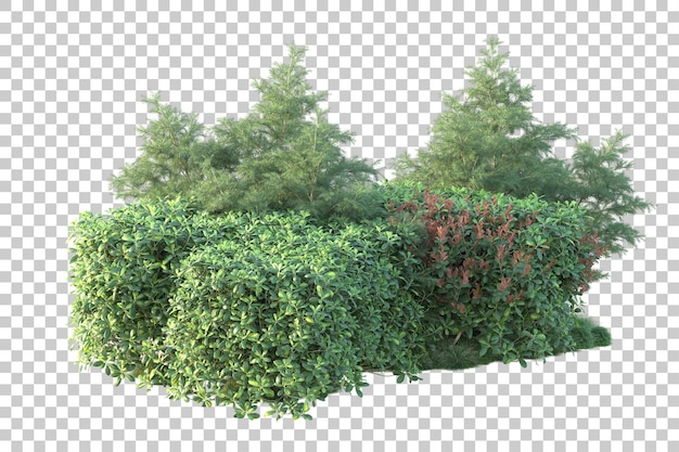 Paisaje verde aislado sobre fondo transparente ilustración de renderizado 3d