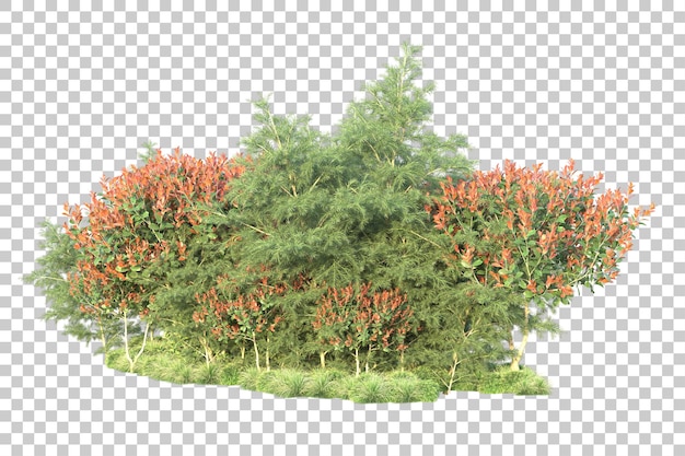 Paisaje verde aislado sobre fondo transparente ilustración de renderizado 3d