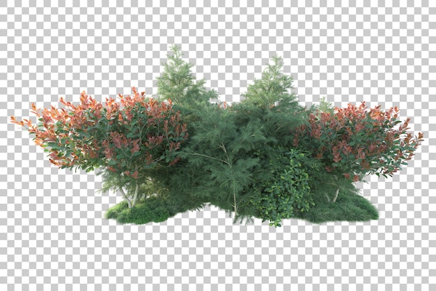 Paisaje verde aislado sobre fondo transparente ilustración de renderizado 3d