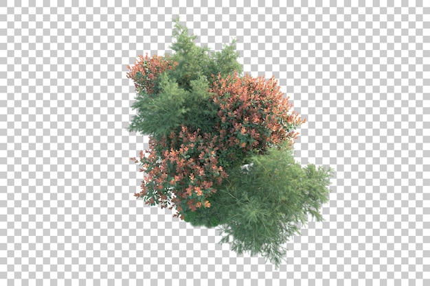 Paisaje verde aislado sobre fondo transparente ilustración de renderizado 3d