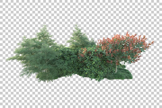 Paisaje verde aislado sobre fondo transparente ilustración de renderizado 3d