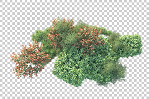Paisaje verde aislado sobre fondo transparente ilustración de renderizado 3d