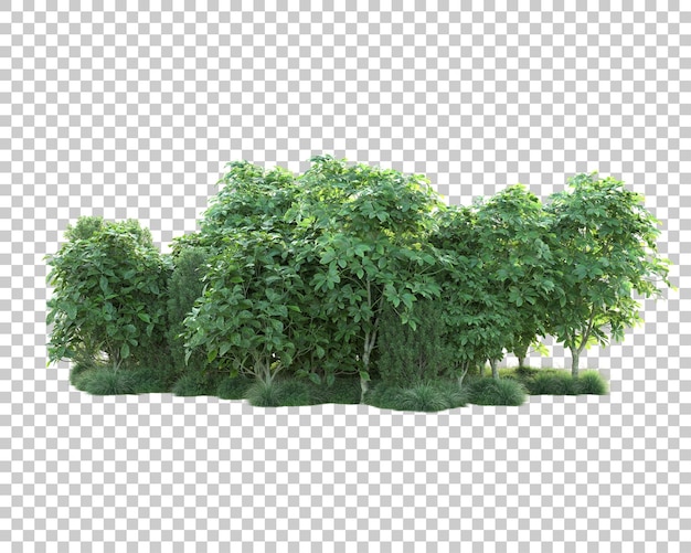 Paisaje verde aislado sobre fondo transparente ilustración de renderizado 3d
