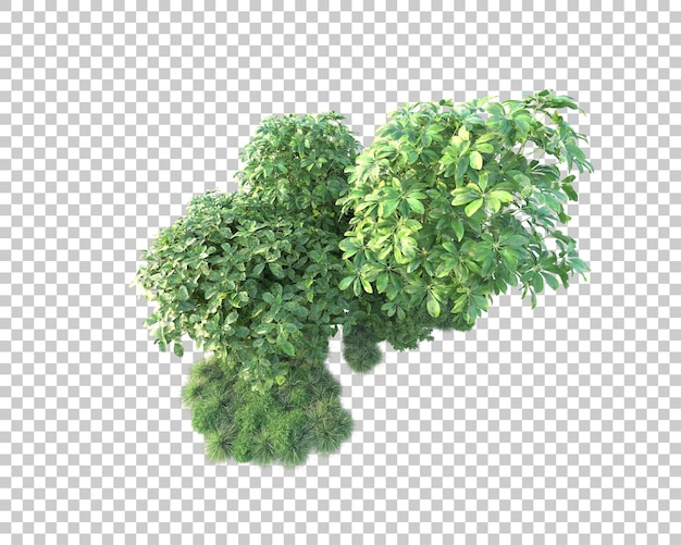 Paisaje verde aislado sobre fondo transparente ilustración de renderizado 3d