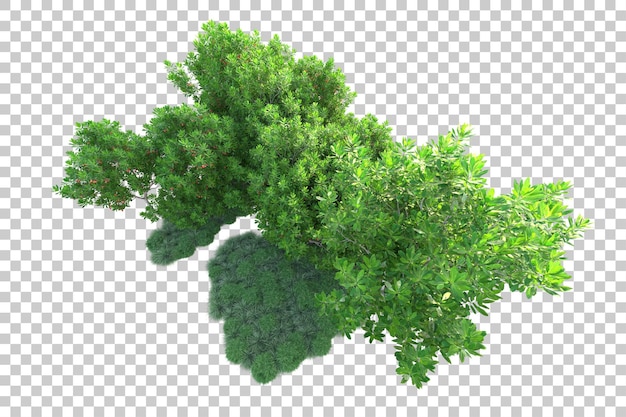 Paisaje verde aislado sobre fondo transparente ilustración de renderizado 3d