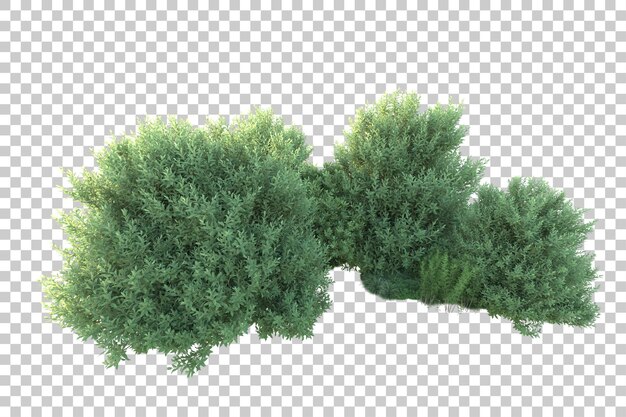 Paisaje verde aislado sobre fondo transparente ilustración de renderizado 3d