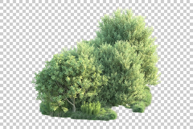 Paisaje verde aislado sobre fondo transparente ilustración de renderizado 3d